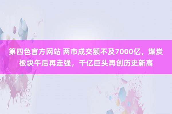 第四色官方网站 两市成交额不及7000亿，煤炭板块午后再走强，千亿巨头再创历史新高