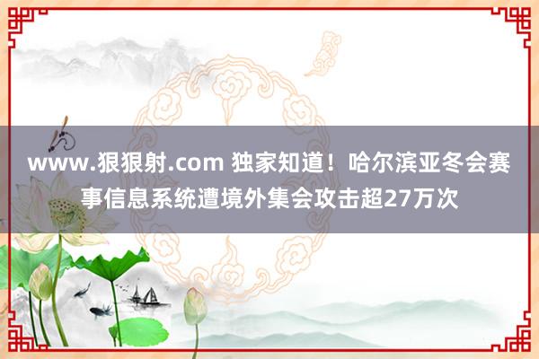 www.狠狠射.com 独家知道！哈尔滨亚冬会赛事信息系统遭境外集会攻击超27万次