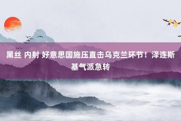 黑丝 内射 好意思国施压直击乌克兰环节！泽连斯基气派急转