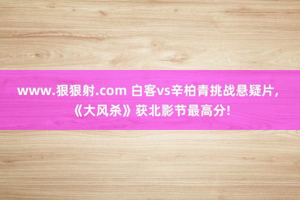 www.狠狠射.com 白客vs辛柏青挑战悬疑片， 《大风杀》获北影节最高分!